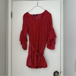 Lulus Whole Heart Red Polka Dot Wrap Dress